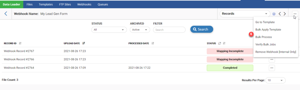 Bulk Apply Template and Process
